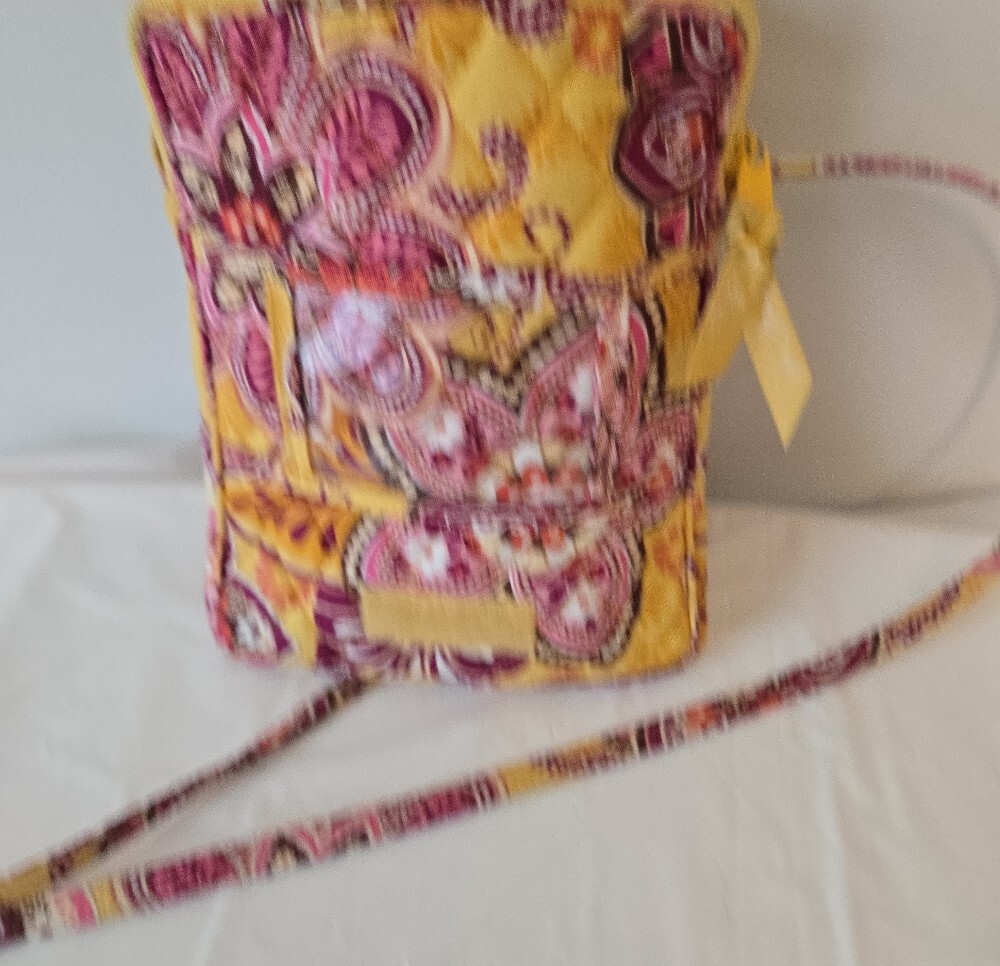 Vera Bradley Quilted Floral Crossbody Bag Yellow Purple Pink | 8" x 6" | - Picture 8 of 13